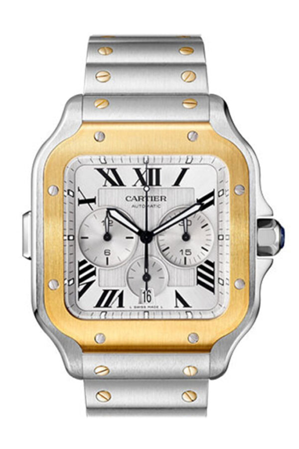 Cartier Santos Chrono Steel Gold Dial
