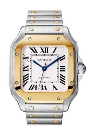 Cartier Santos Dumont Steel Gold Dial