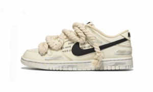 Nike Dunk Low Retro Custom “Heatwave Made” Oxidized Distressed Hemp Rope Straps Beige