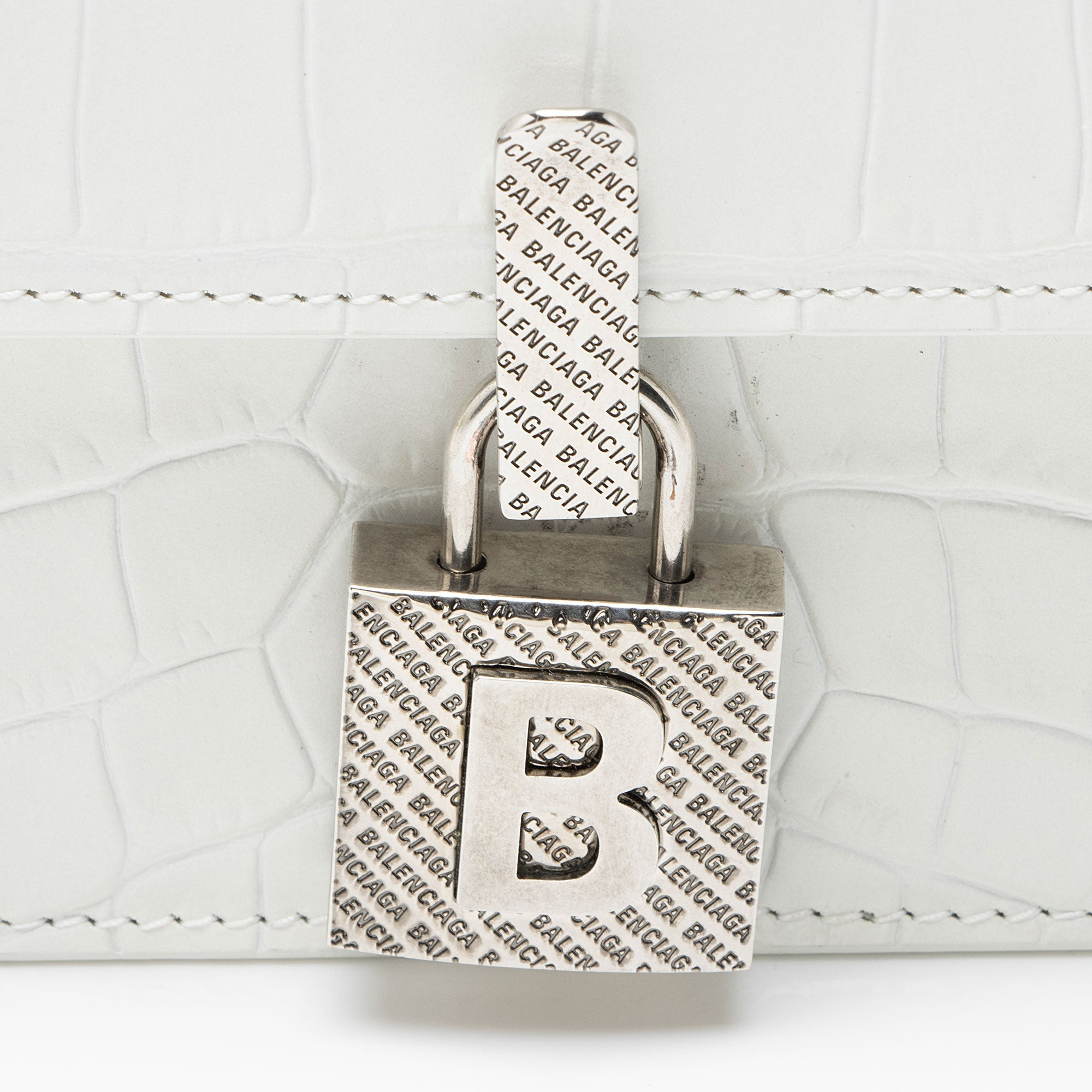 Balenciaga Croc Embossed Calfskin Lock Medium Shoulder Bag - Image 10