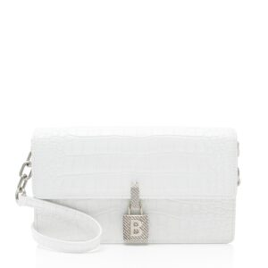 Balenciaga Croc Embossed Calfskin Lock Medium Shoulder Bag