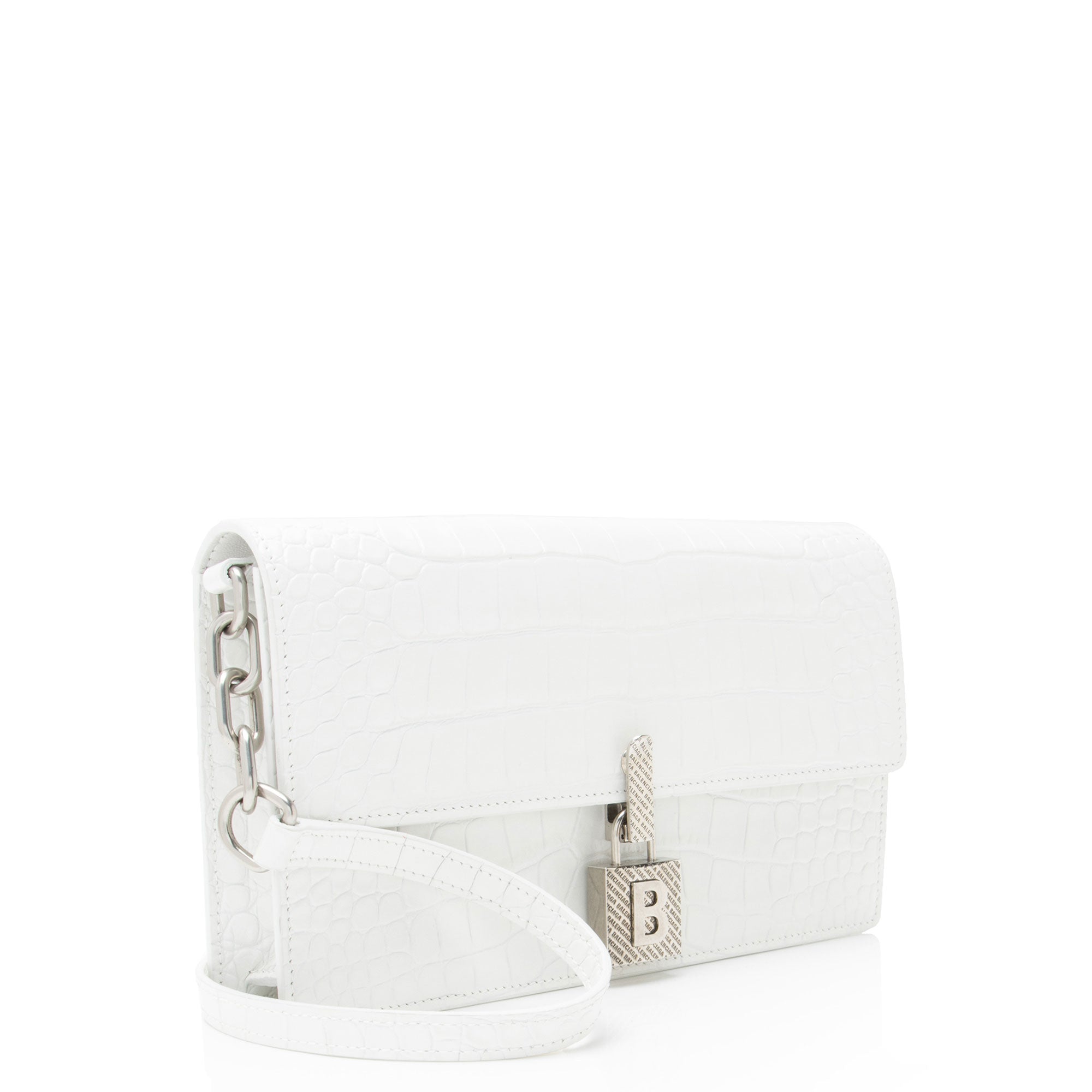 Balenciaga Croc Embossed Calfskin Lock Medium Shoulder Bag - Image 2