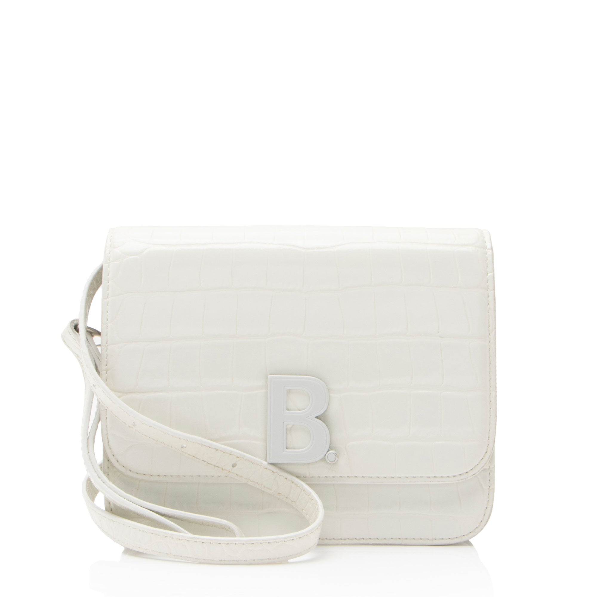 Balenciaga Croc Embossed Leather Small B Bag