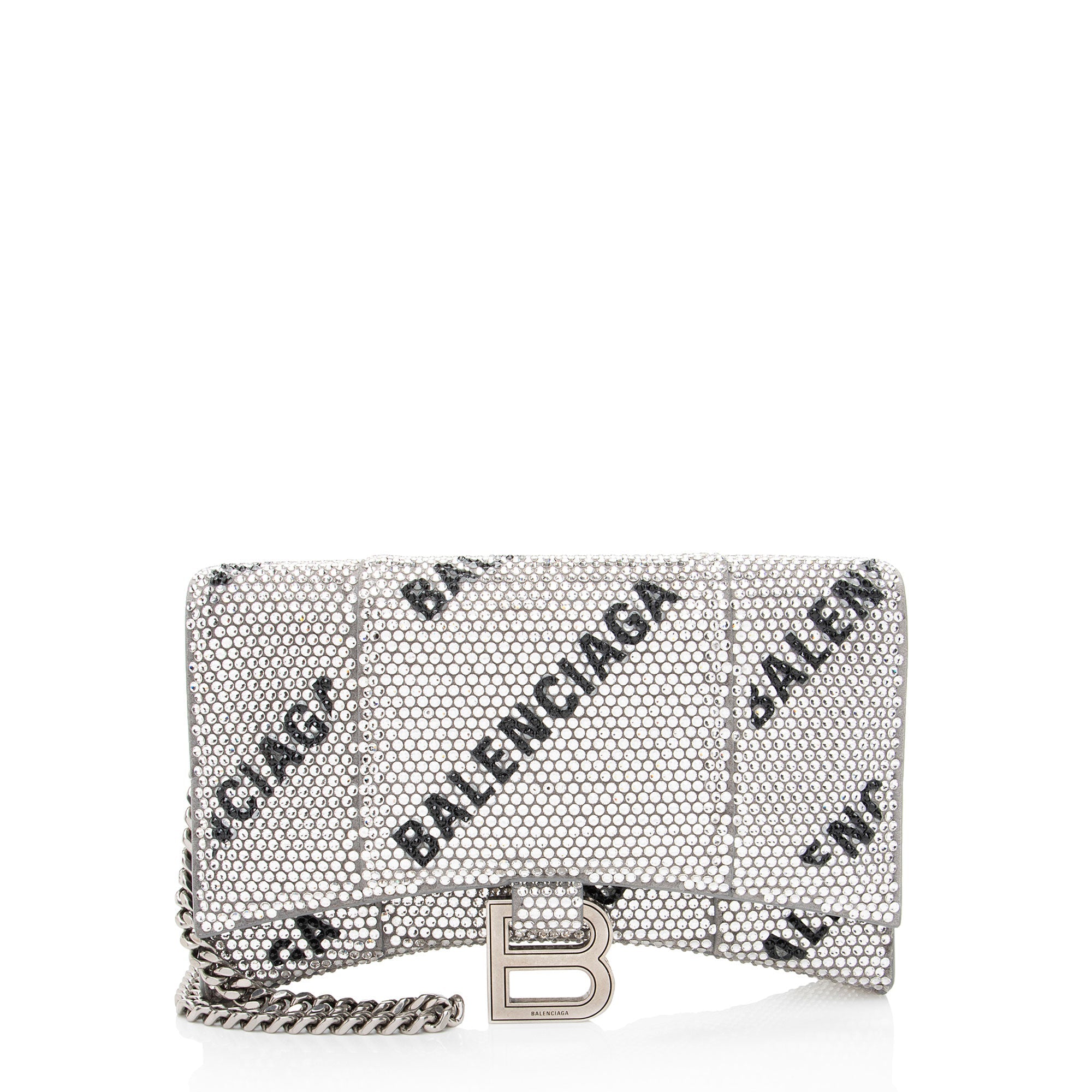 Balenciaga Crystal Logo Hourglass Chain Bag
