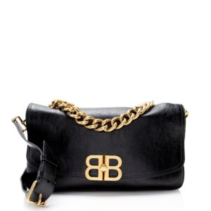 Balenciaga Leather BB Soft Medium Shoulder Bag