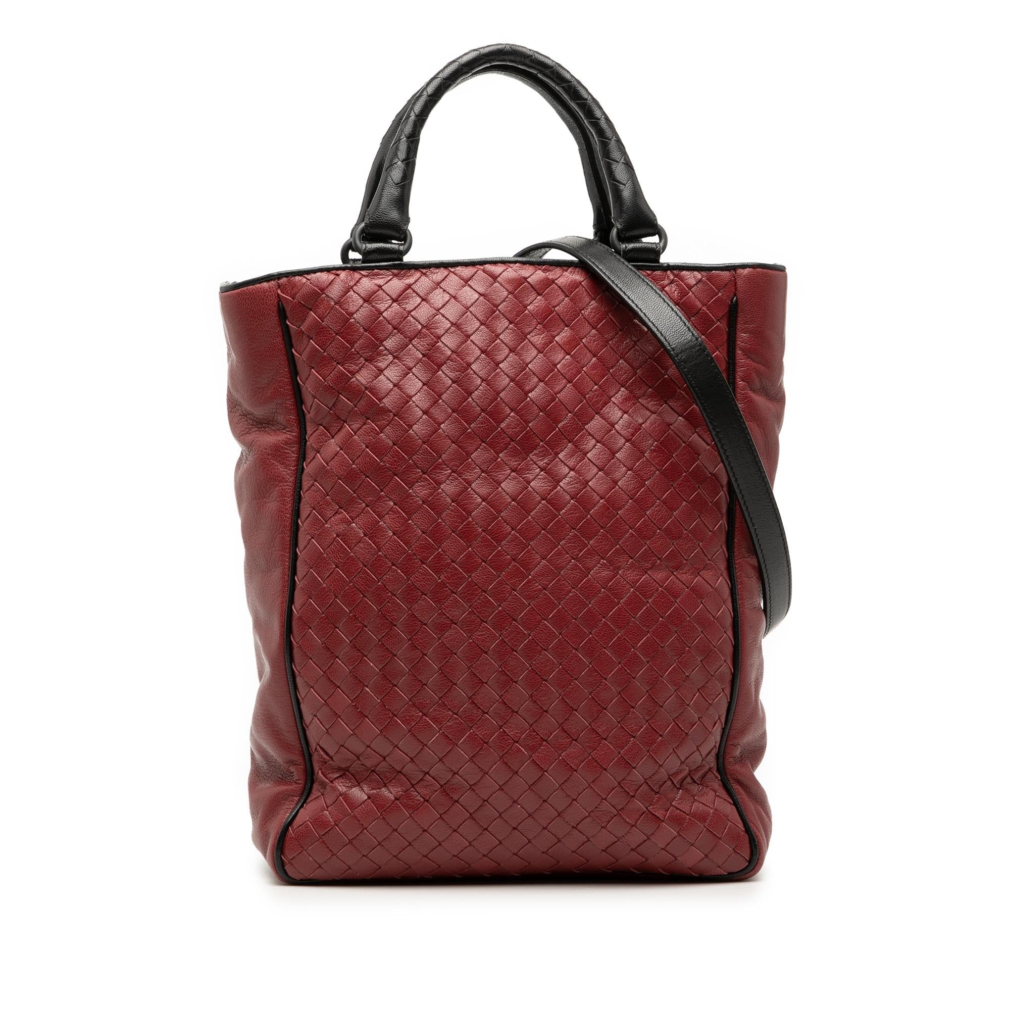 Bottega Veneta Bicolor Nappa Intrecciato Vertical Convertible Satchel