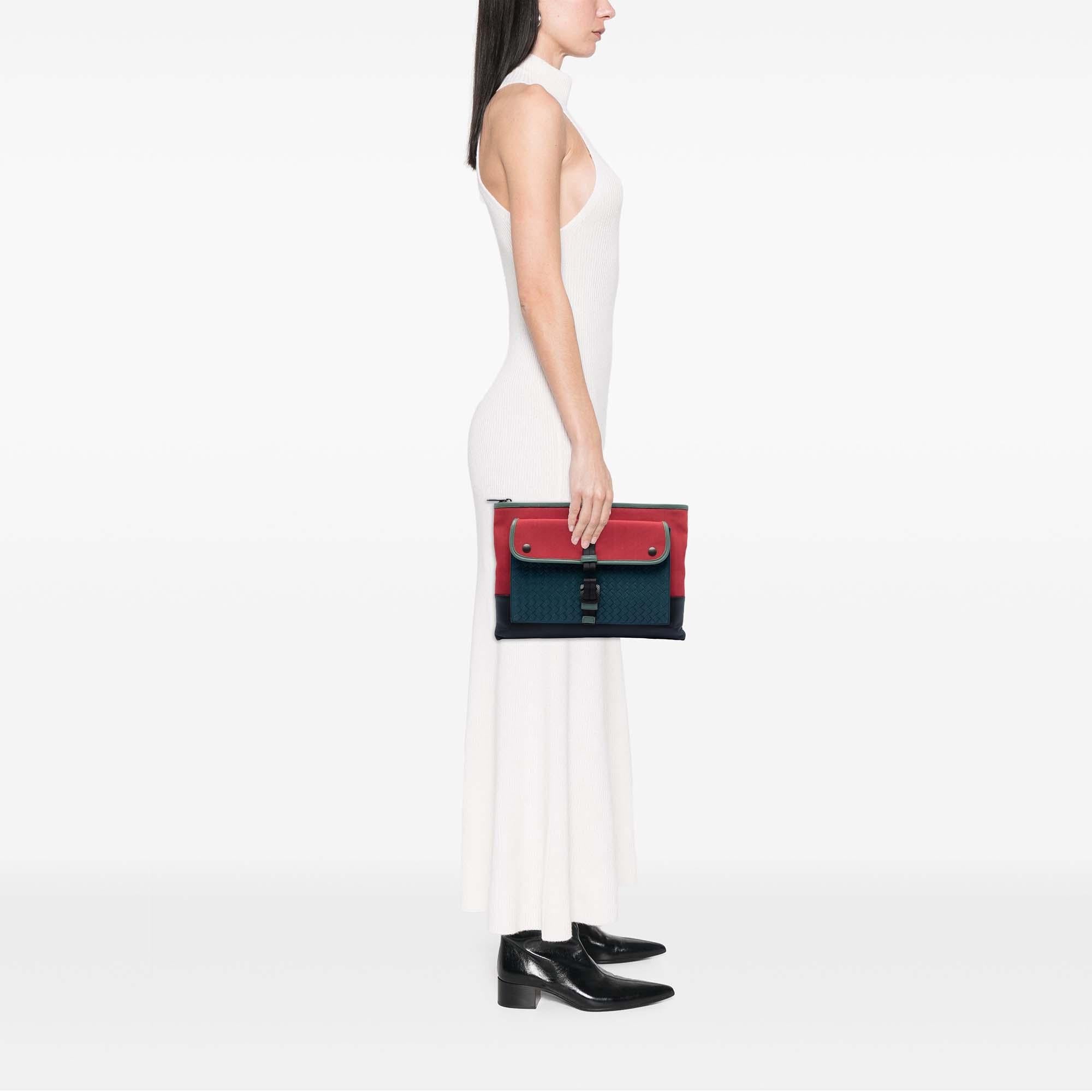 Bottega Veneta Canvas and Nappa Intrecciato Clutch - Image 5