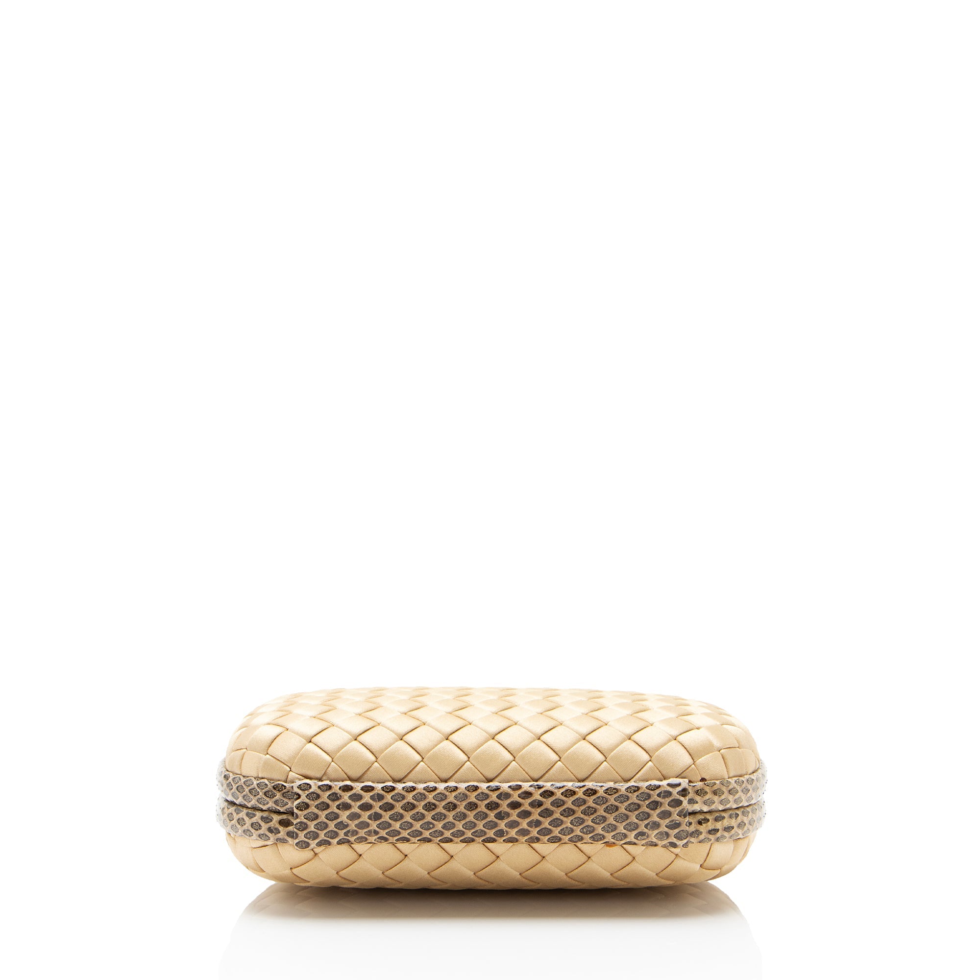 Bottega Veneta Intrecciato Satin Ayers Snakeskin Knot Clutch - Image 4
