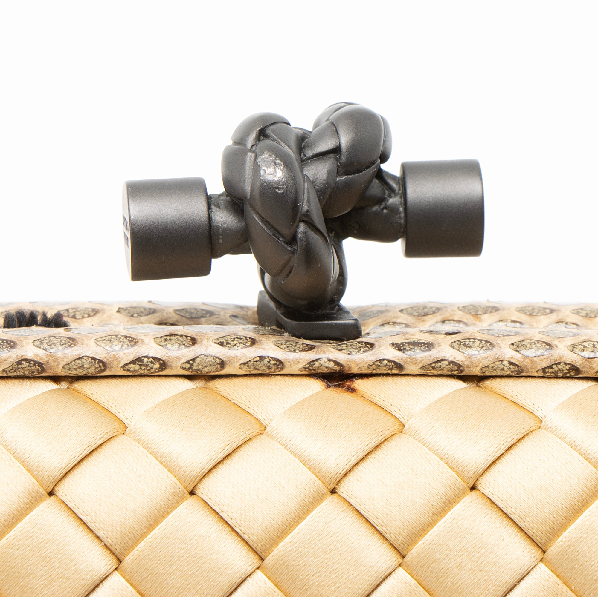 Bottega Veneta Intrecciato Satin Ayers Snakeskin Knot Clutch - Image 7