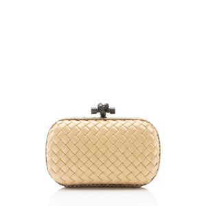 Bottega Veneta Intrecciato Satin Ayers Snakeskin Knot Clutch