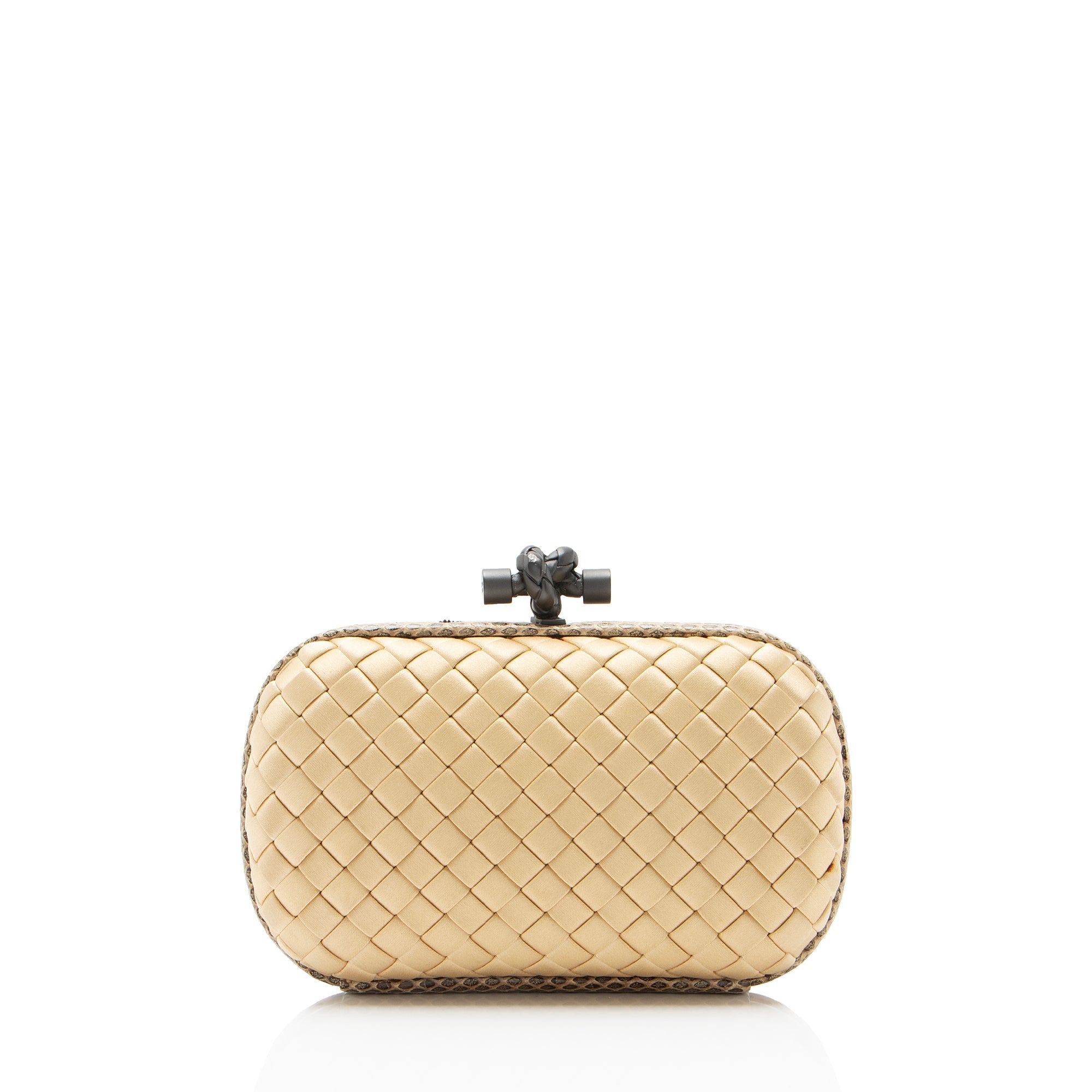 Bottega Veneta Intrecciato Satin Ayers Snakeskin Knot Clutch