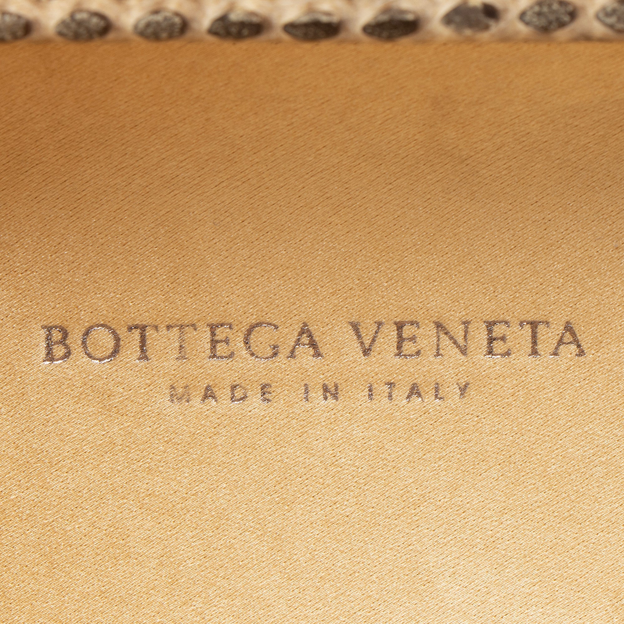 Bottega Veneta Intrecciato Satin Ayers Snakeskin Knot Clutch - Image 6