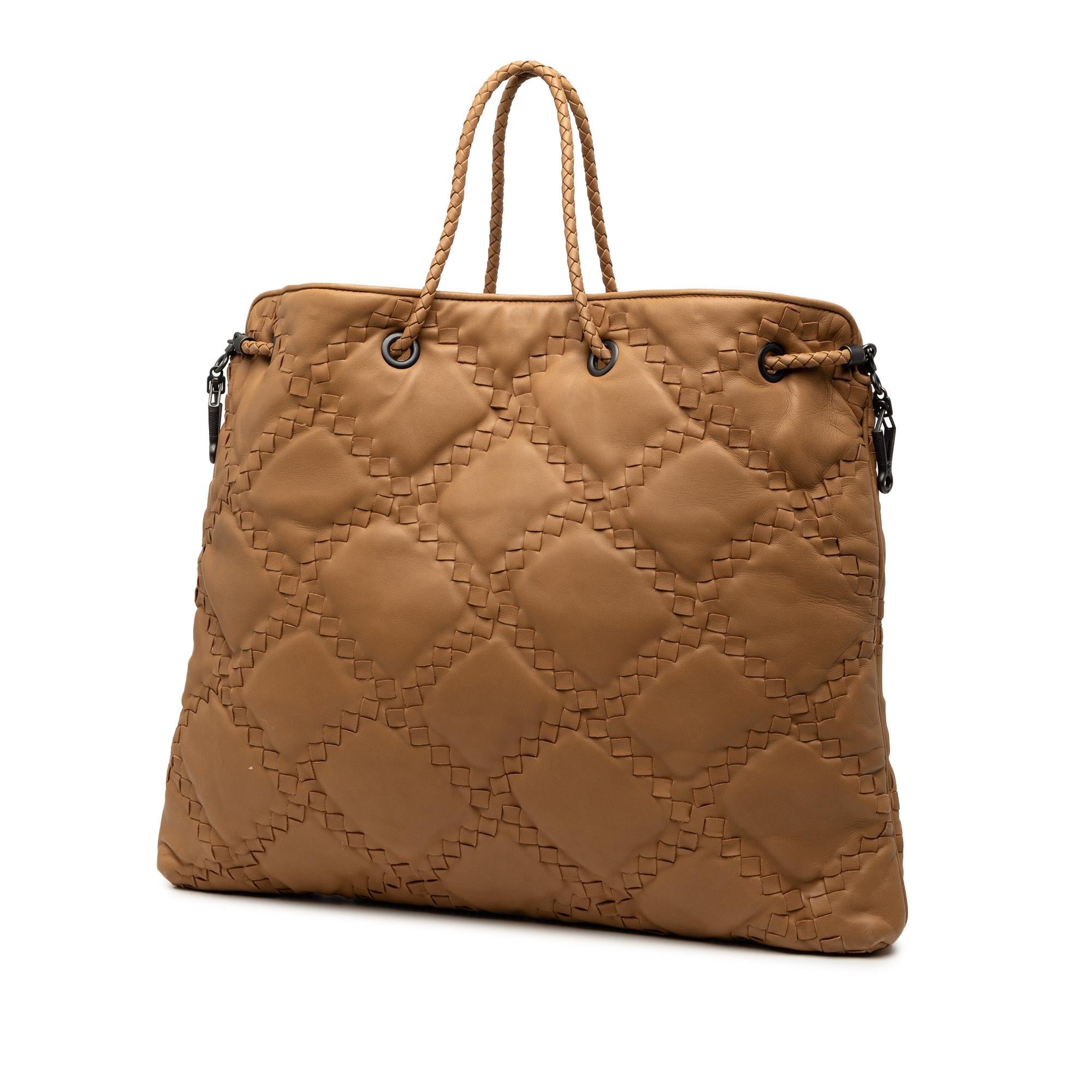 Bottega Veneta Intrecciato Trimmed Leather Croisette Drawstring Tote - Image 2