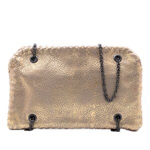 Bottega Veneta Intrecciato Trimmed Metallic Leather Duo Shoulder Bag
