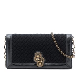 Bottega Veneta Karung Trimmed Knit Intrecciato Knot Clutch On Chain