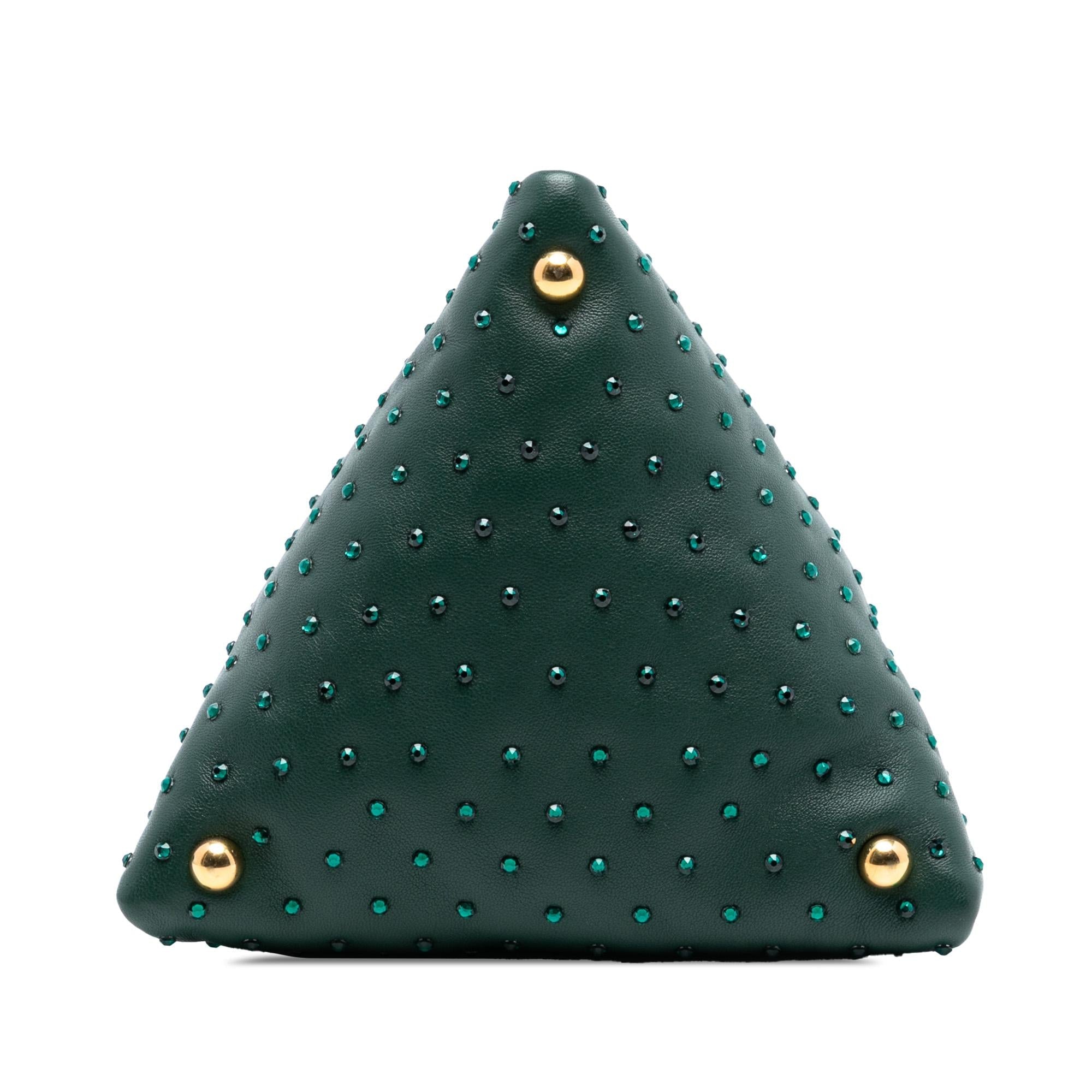 Bottega Veneta Mini Lambskin Crystal Embellished Triangle Handbag - Image 3