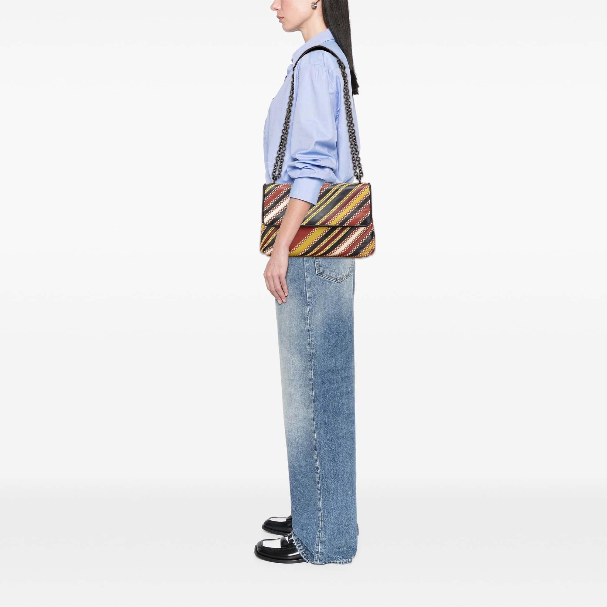 Bottega Veneta Small Leather Embroidered Stripe Olimpia Shoulder Bag - Image 5