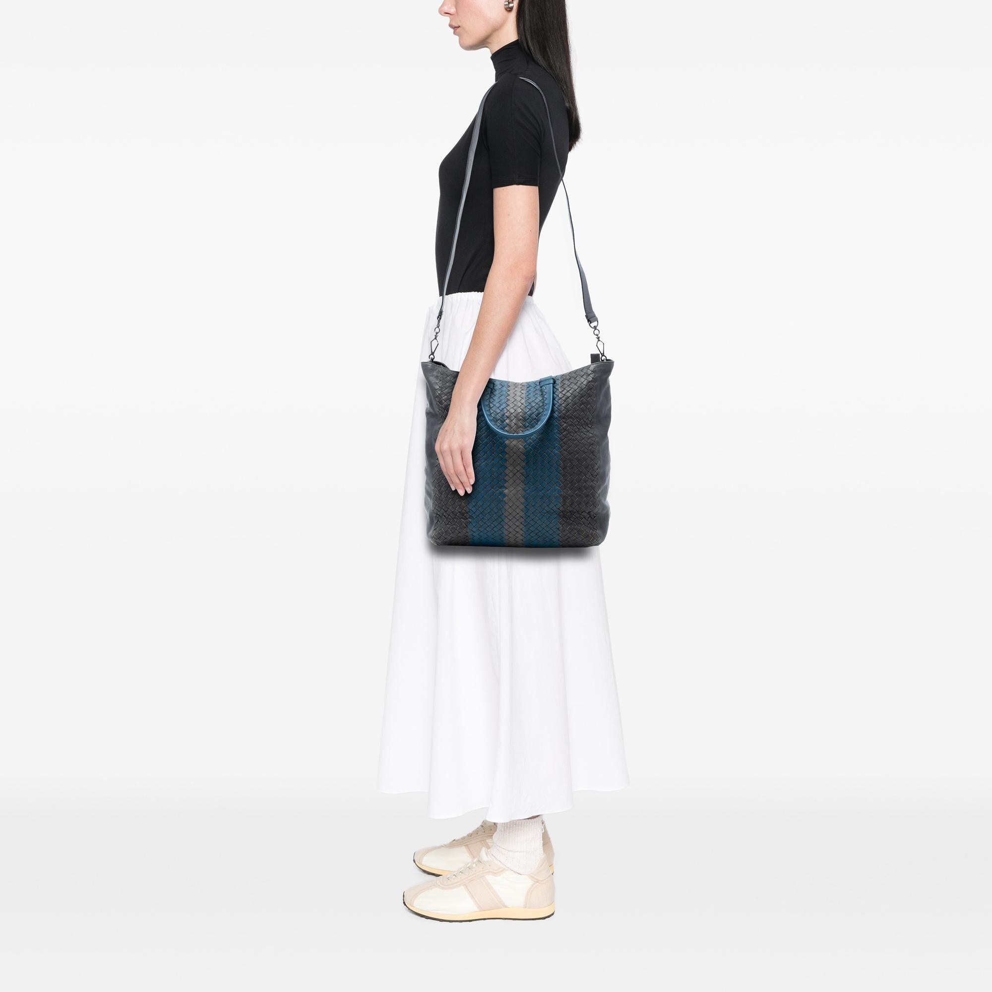Bottega Veneta Tricolor Nappa Intrecciato Convertible Tote - Image 5