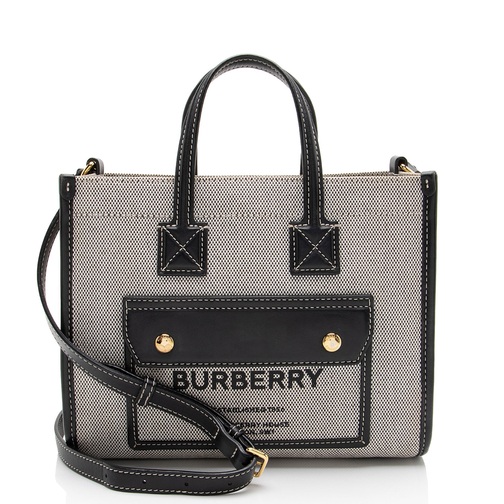 Burberry Canvas Freya Horseferry Mini Tote
