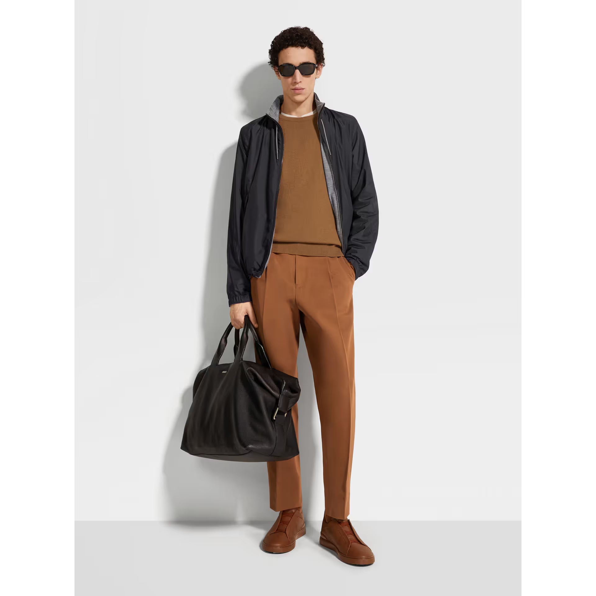 Bomber Zegna - Réversible Brezza en Microfibre - Noir/Gris - Image 3