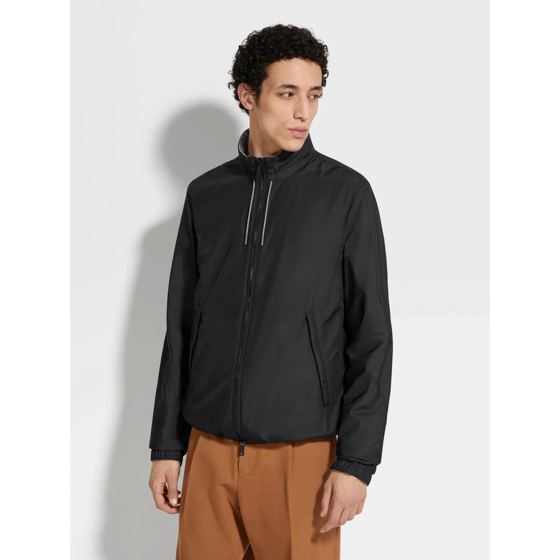 Bomber Zegna - Réversible Brezza en Microfibre - Noir/Gris - Image 2