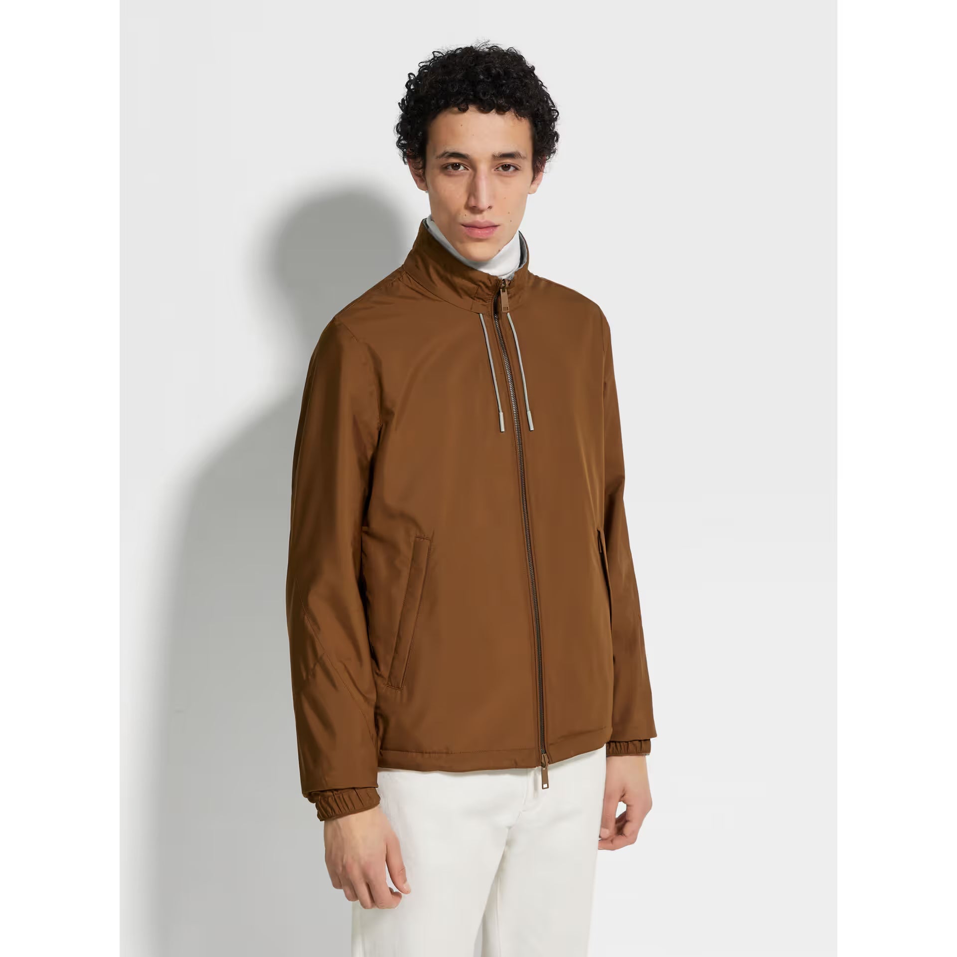 Bomber Zegna - Réversible Brezza en Microfibre - Marron/Gris - Image 2